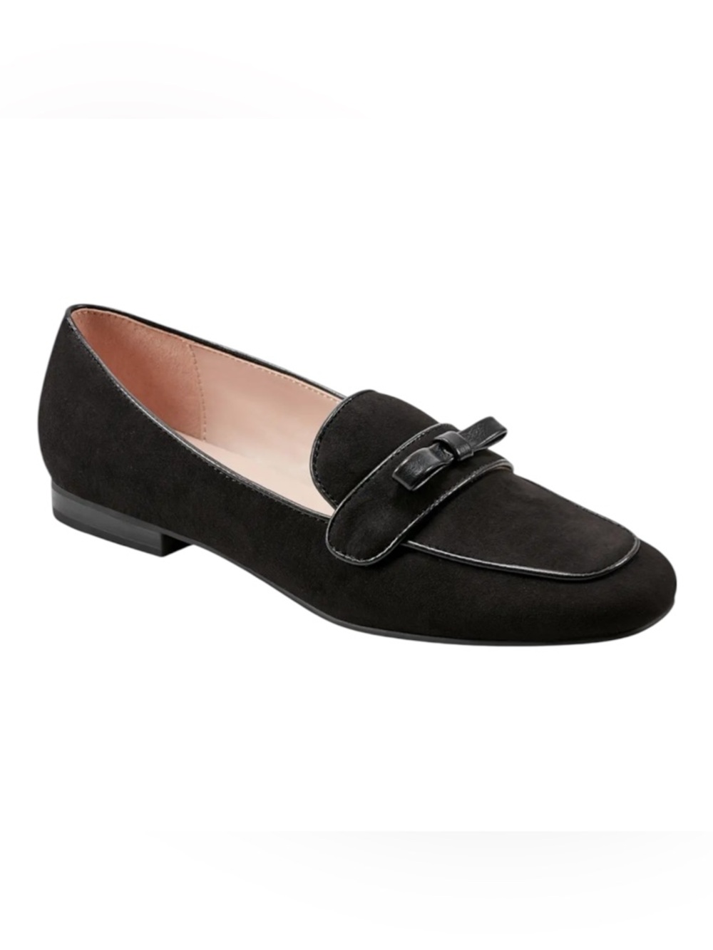 Bandolino Black Suede Loafers with Bow Trim Size 5 1/2 NIB